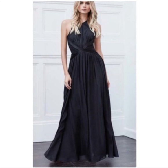 L'Agence Silk Black Marvella Maxi Halter Dress - Picture 4 of 15